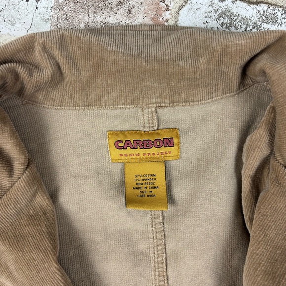 VTG Y2K CARBON DENIM PROJECT Brown STRETCH CORDUROY CROPPED BLAZER/JACKET M - Picture 5 of 6
